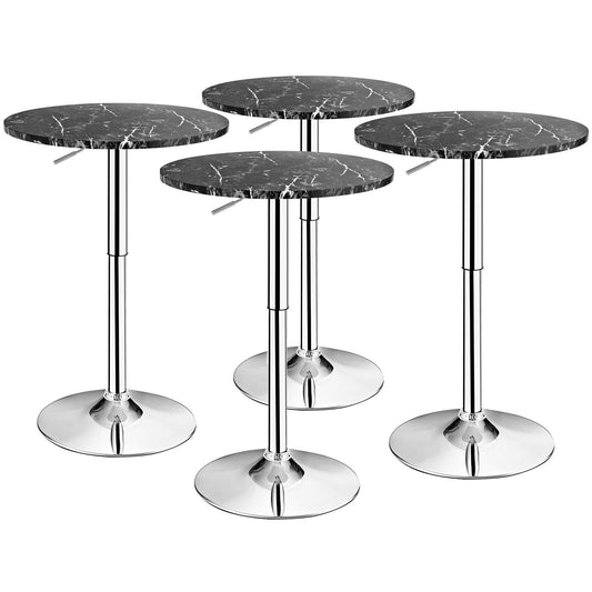 Giantex Round Bar & Pub Table, Height Adjustable Bistro Table w/Faux Marble Top, 360¡ã Swivel Cocktail Table, Black-4