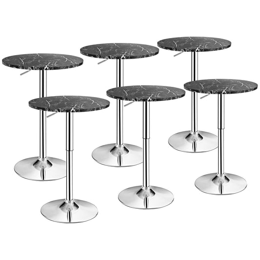 Giantex Round Bar & Pub Table, Height Adjustable Bistro Table w/Faux Marble Top, 360¡ã Swivel Cocktail Table, Black-6