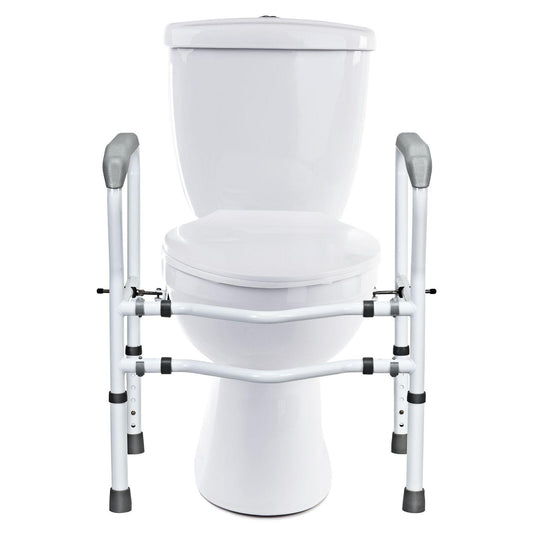 Giantex Toilet Safety Rail, Toilet Grab Bar w/Rotatable Clip, Adjustable Height & Width Assist Frame, Ideal for Elderly Disable Commode Handrails