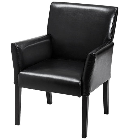 Giantex Leather Reception Guest Chairs, Ergonomic Executive Side Sofa w/Padded Seat, 1