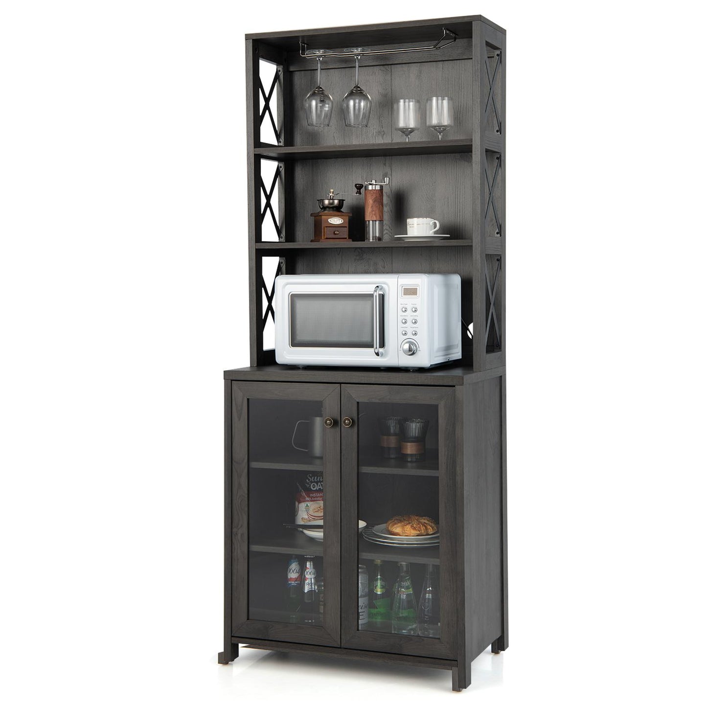 Giantex  Kitchen Pantry Storage Cabinet, Farmhouse Freestanding Buffet Hutch