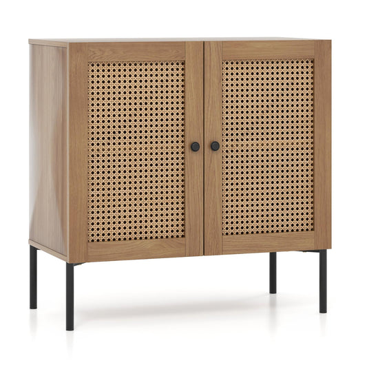 Giantex Sideboard Buffet Cabinet, Kitchen Storage Cabinet w/ Rattan Decorated Doors,Cupboard Console Table(Oak, 1)