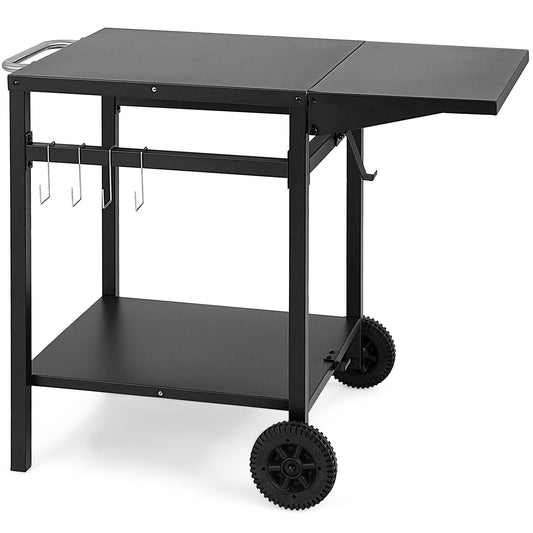 Giantex Double-Shelf Kitchen Cart, Dining Carts on Wheels w/Storage, Multifunctional Utility Cart for Indoor & Outdoor Use