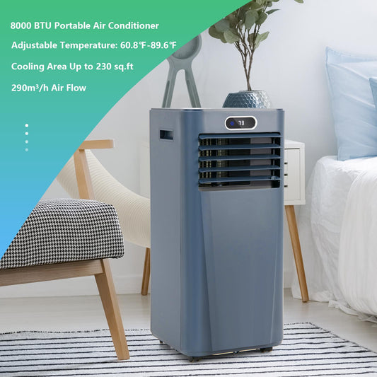 8000BTU 3-in-1 Air Cooler, Portable Air Conditioner w/Remote Control£¬ Drying, Window Kit£¬ Multifunctional AC Cooling Humidifier Fan Unit,  Dark Blue