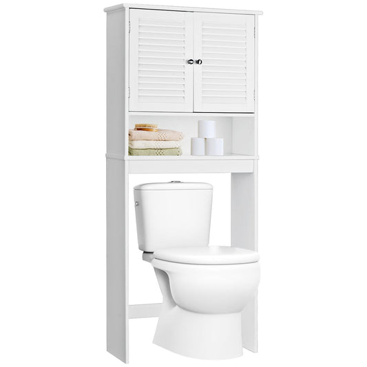 Giantex Over-The-Toilet Bathroom Shelf, Freestanding Storage Organizer w/Louvre Door