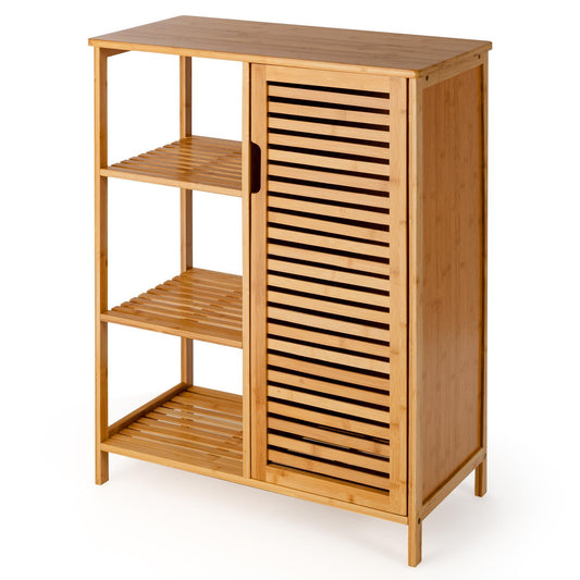 Giantex Bamboo Bathroom Floor Cabinet, Storage Freestanding Organizer for Kitchen, Hallway