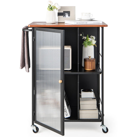 Giantex Mobile Kitchen Island, Storage Cabinet, Kitchen Storage Utility Cart on Wheels