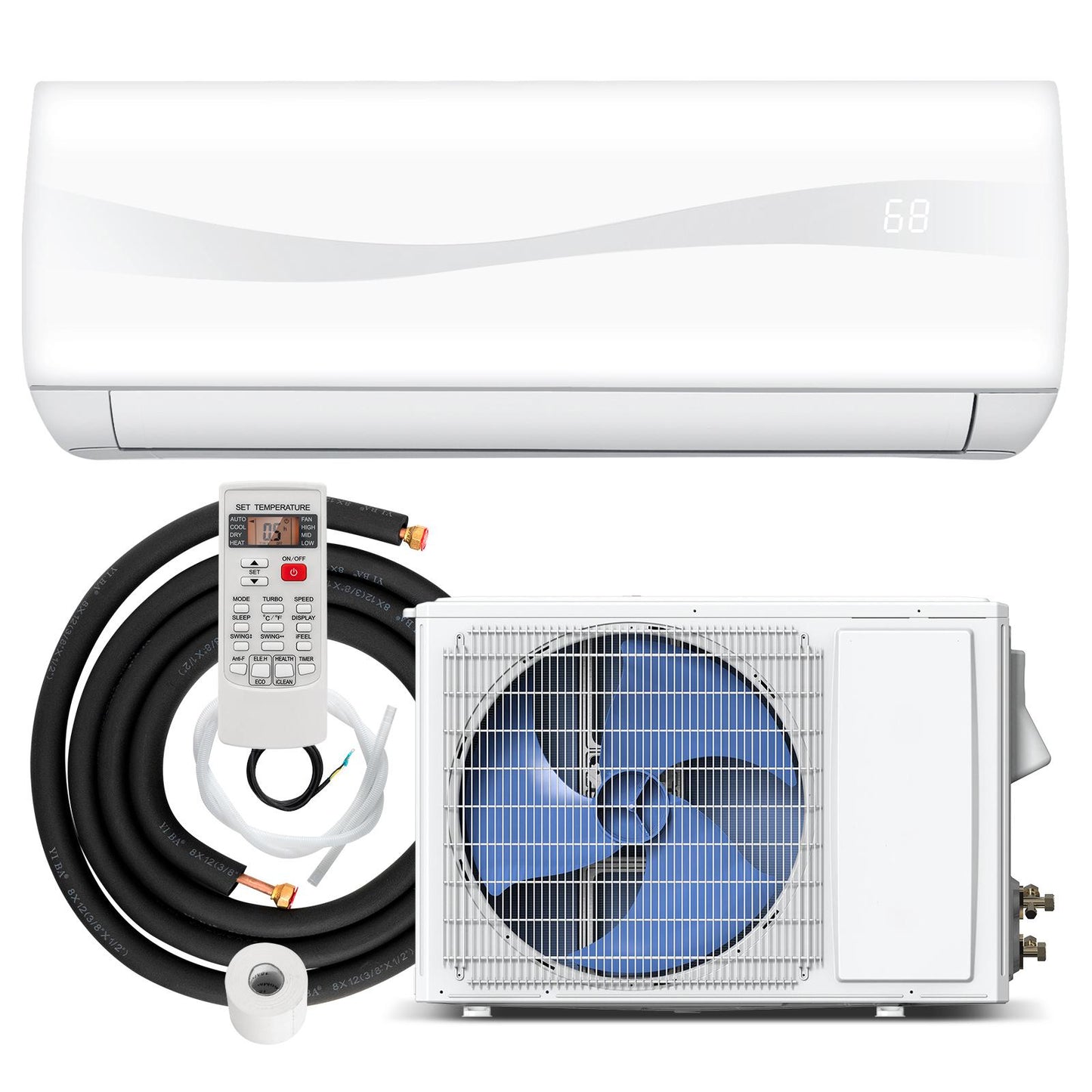 Giantex Split Air Conditioner, Inverter Air Conditioner w/Self-Cleaning Function & Installtion Kit Included, Energy Efficient AC Unit (12000BTU, 230V)