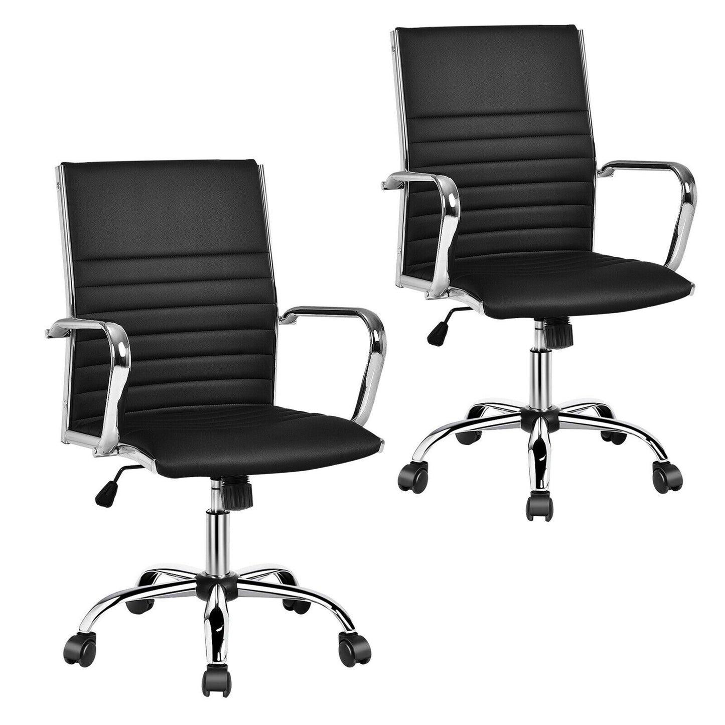 Giantex Ribbed Office Chair, Swivel Executive Task Managerial Chair w/Height Adjustable, Rocking Backrest, Lumbar Support, 2