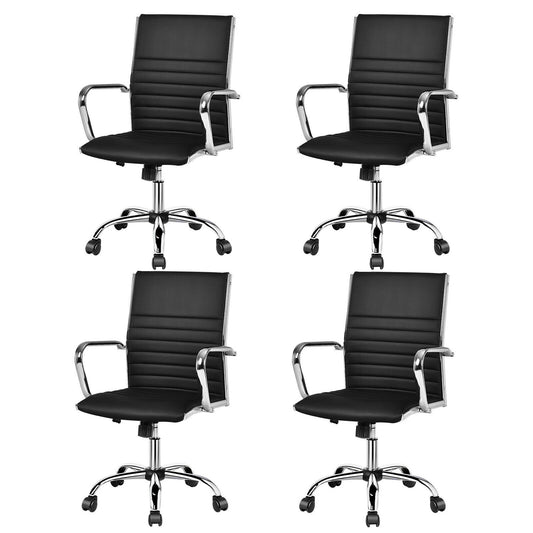 Giantex Ribbed Office Chair, Swivel Executive Task Managerial Chair w/Height Adjustable, Rocking Backrest, Lumbar Support, 4