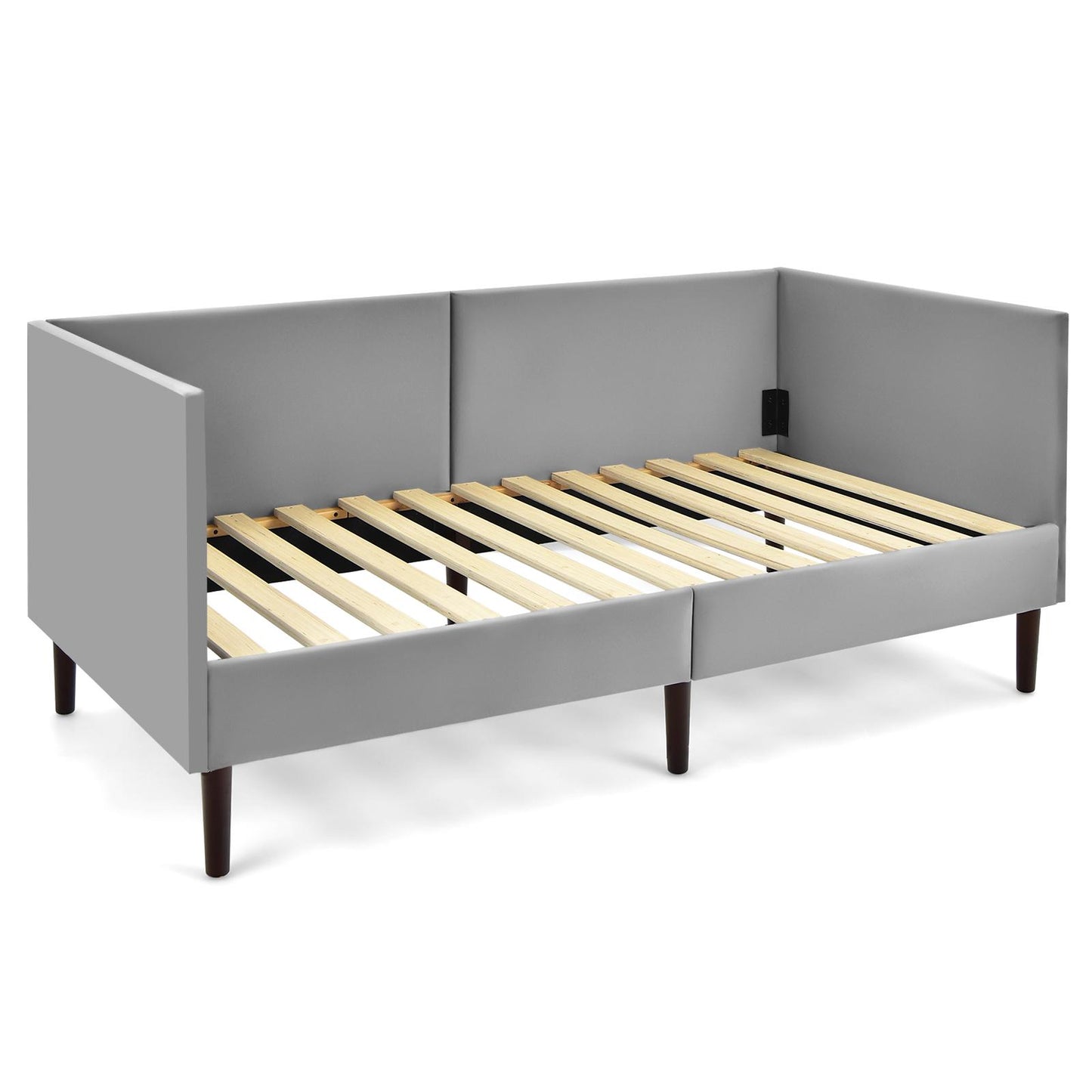 Giantex Twin Size Daybed Frame, Upholstered Sofa Bed w/Sturdy Wooden Slat Support, Guest Bed Frame for Home