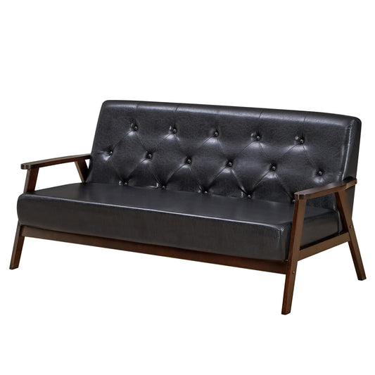 Giantex Mid Century Retro Loveseat, Black Couch w/Stable A-Shaped Frame, for Living Room Bedroom Reception Room Office