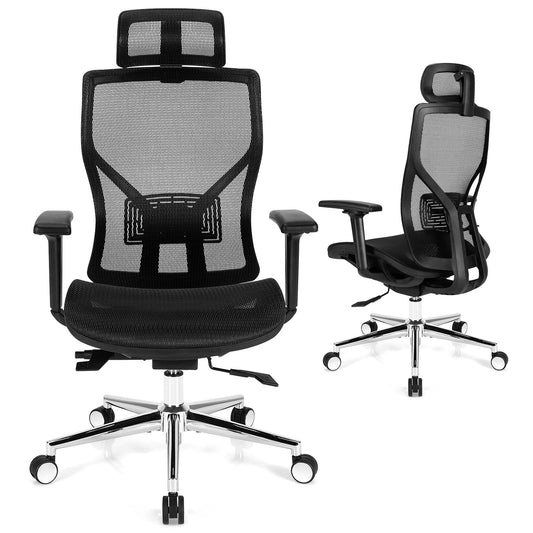 Giantex Ergonomic Home Office Chair, Adjustable Executive Mesh Chair w/Adjustable Backrest, Headrest and 3D Armrests for Gaming & Studying