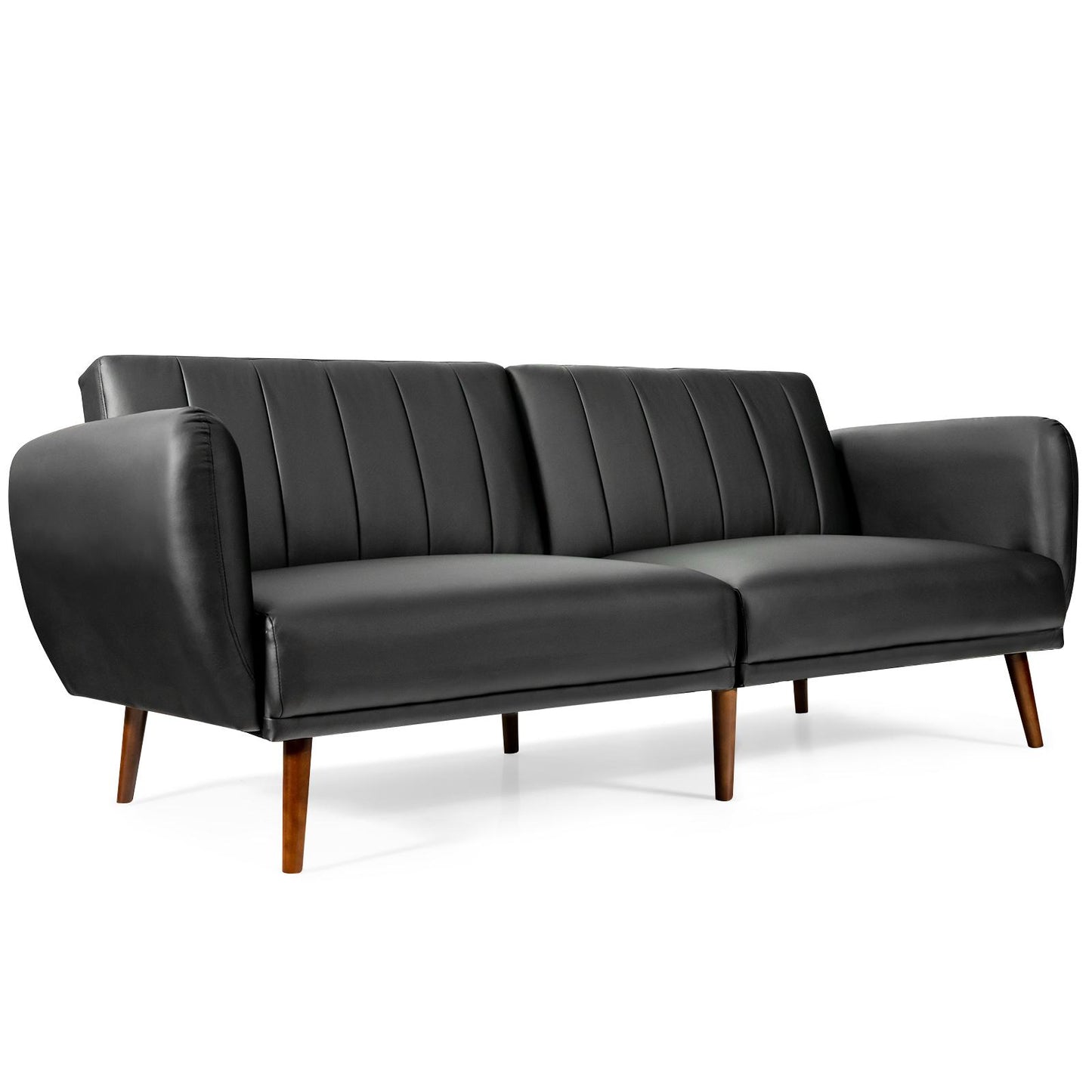 Giantex 3-Seat Sofa Bed, Convertible Futon Sofa w/High-Density Sponge & Adjustable Backrest, Foldable Couch Sleeper Lounge, Black