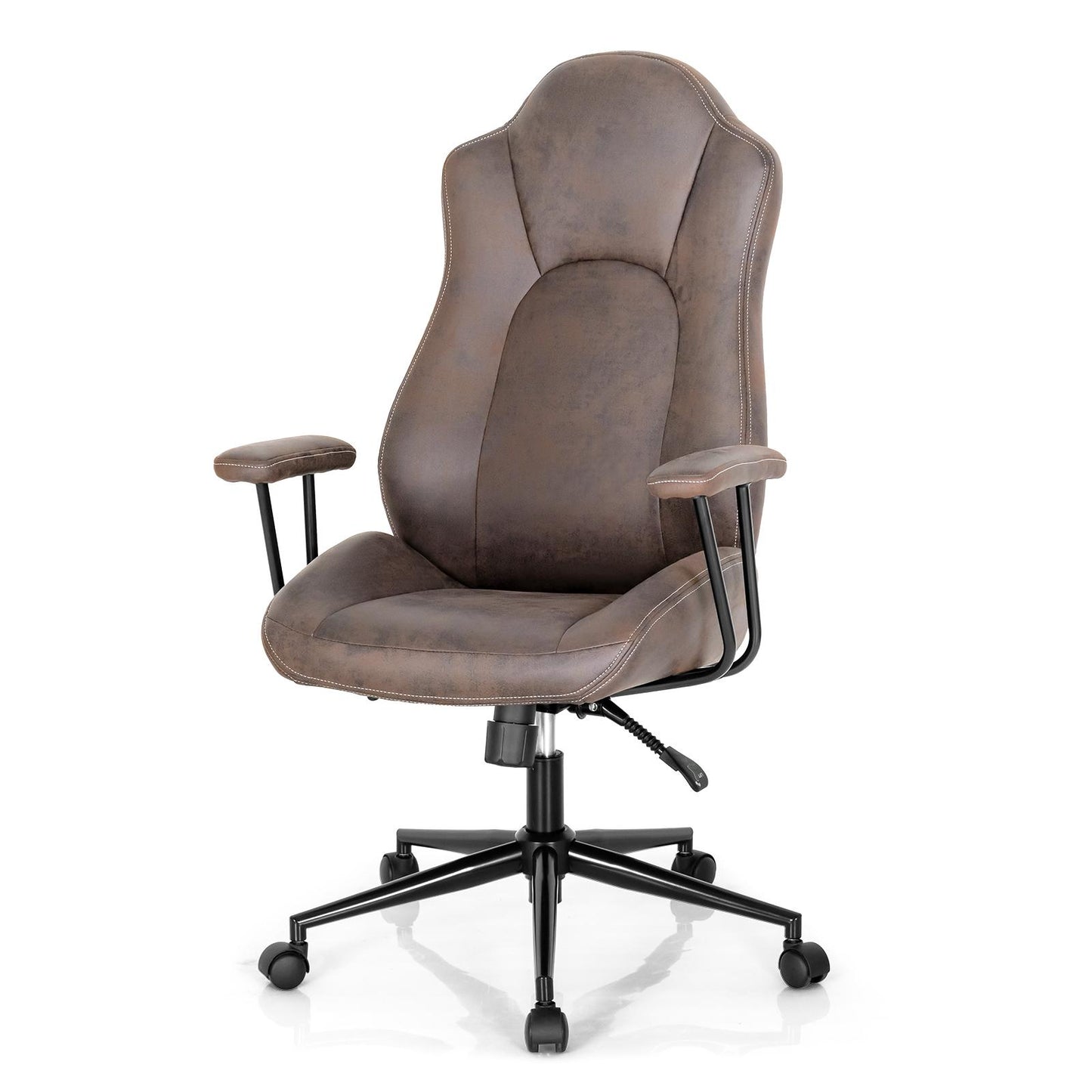 Giantex High-Back Home Office Desk Chair, Ergonomic Leathaire Task Chair w/Comfortable Padded Seat & Detachable Armrests