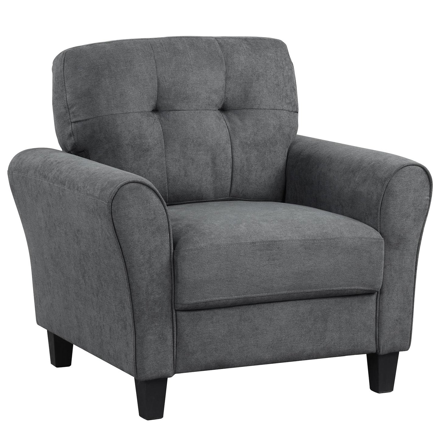Giantex Modern Mid-Century Accent Chair, Linen Chair w/Tufted Back & Thick Cushion, Upholstered Armchair