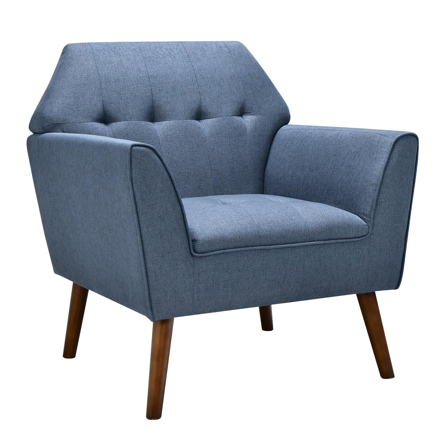 Giantex Accent Chair, Upholstered Tufted Sofa Armchair w/ Rubber Wood Legs, Anti-Slip Foot Pads, Blue