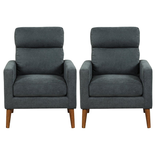 Giantex Modern Mid-Century Accent Chair, Upholstered High Back Fabric Sofa for Home Office, 2