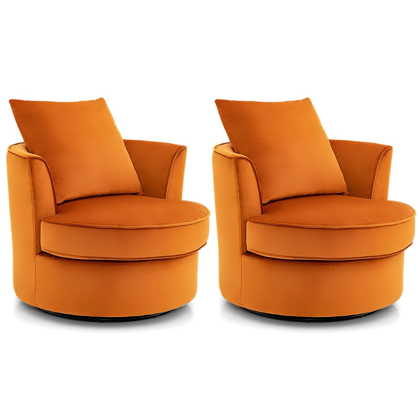 Giantex Swivel Chair, No Assembly Lint Fabric Accent Sofa Armchair, Velvet Round Barrel Chair, 2