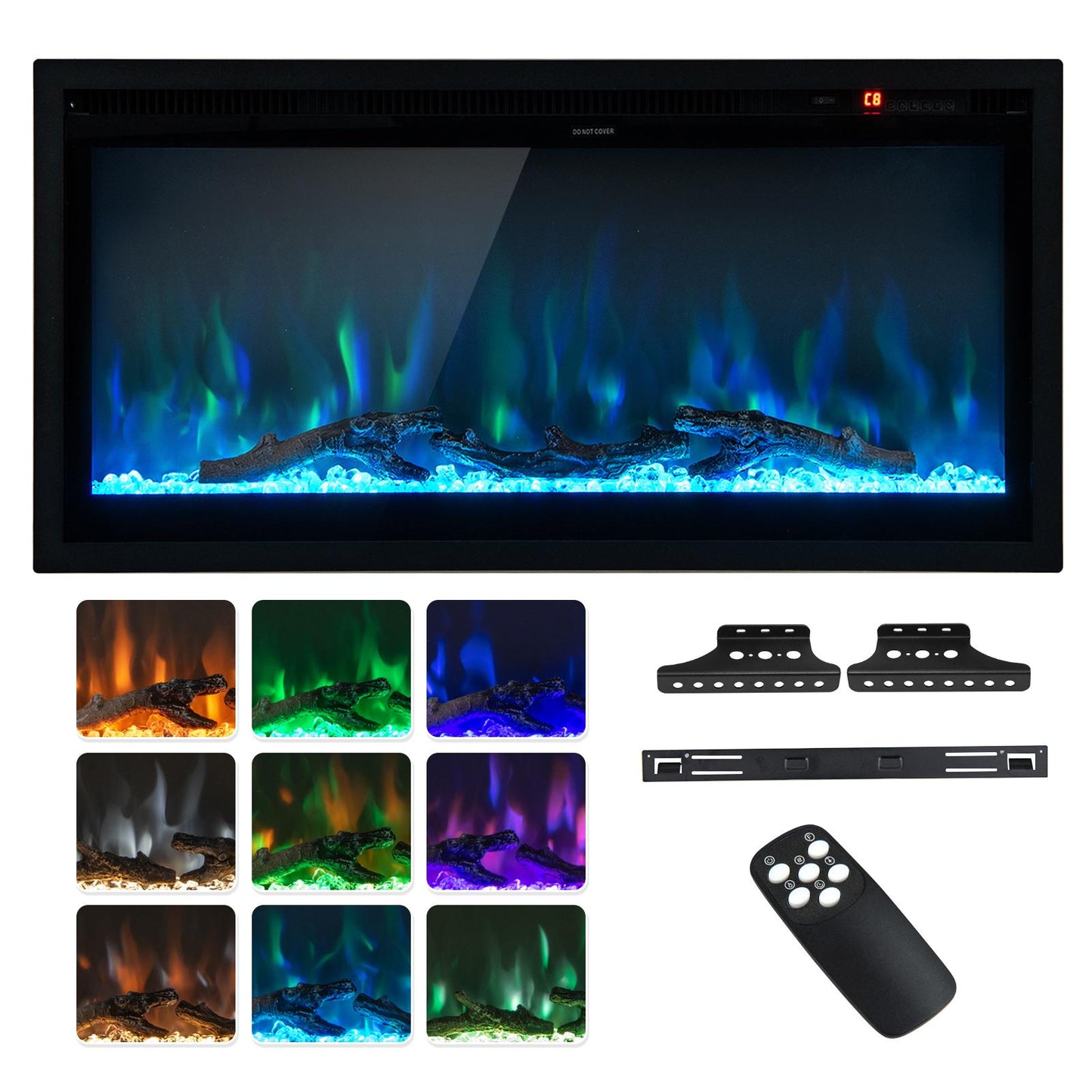 Giantex 36 Inch Electric Fireplace, Linear Fireplace Insert w/ Remote Control, Wall Mounted/Recessed/Frestanding Electric Fireplace Heater