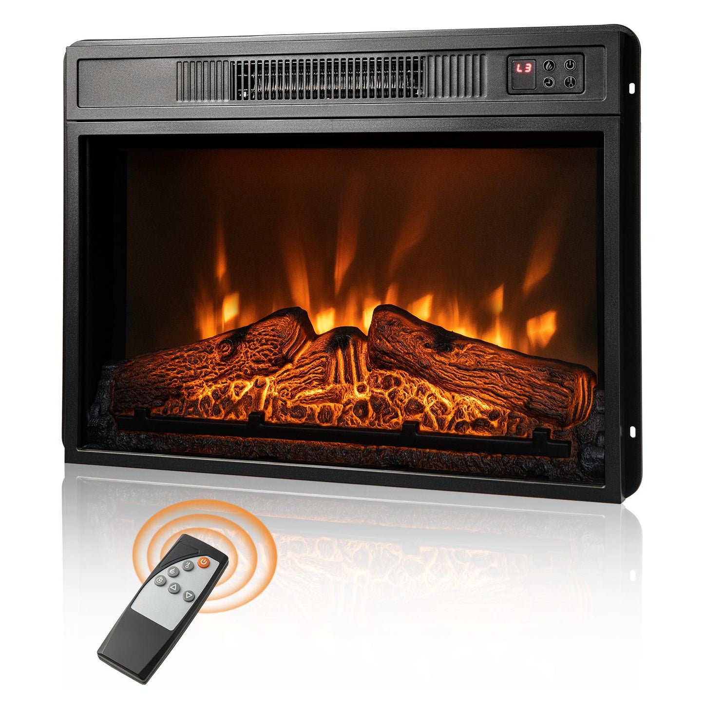 Giantex 23" Electric Fireplace, Recessed Fireplace Insert w/Remote Control, Ideal for Living Room, Bedroom, 1400W