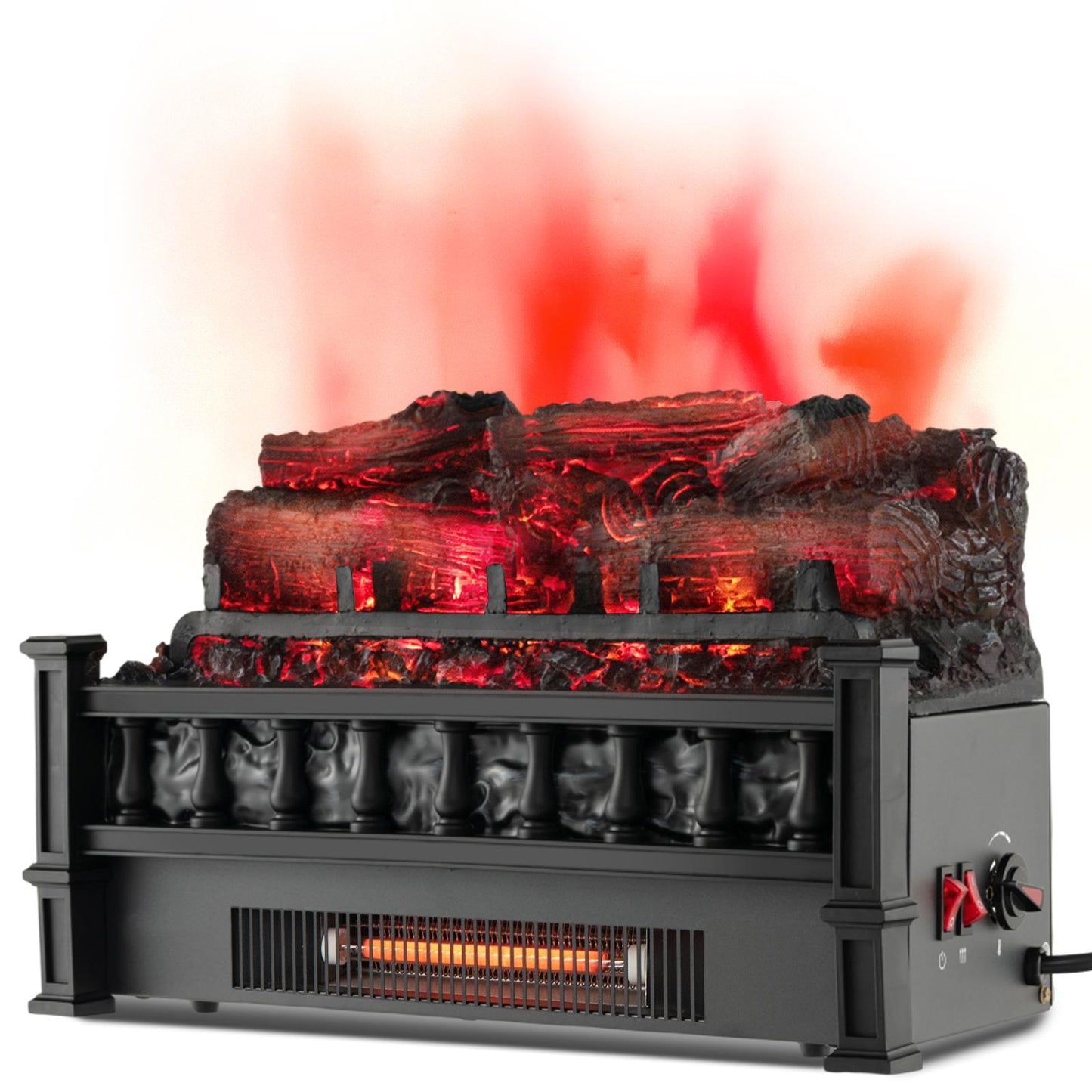 Giantex 20" Electric Fireplace Log Set Heater w/Realistic Pinewood Ember Bed, Infrared Quartz Electric Fireplace Insert w/Overheating Protection, 1500W