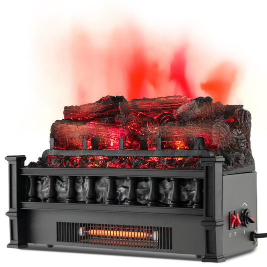Giantex 20" Electric Fireplace Log Set Heater w/Realistic Pinewood Ember Bed, Infrared Quartz Electric Fireplace Insert w/Overheating Protection, 1500W