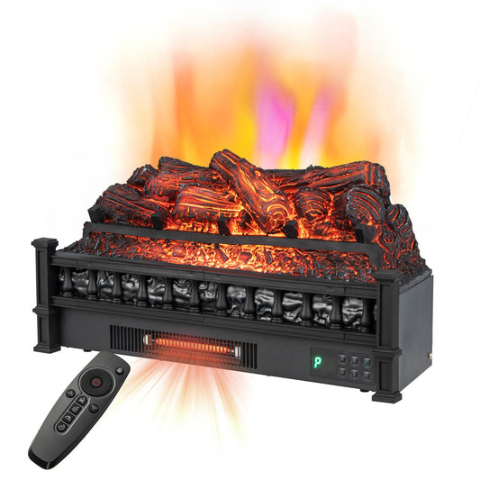 Giantex 26" Electric Fireplace Log Heater, 1500W Infrared Quartz Fireplace Heater w/Realistic Pinewood Ember Bed