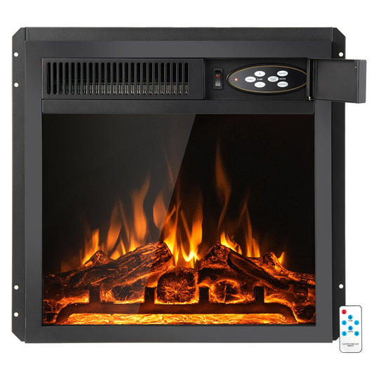 Giantex 18" Electric Fireplace Insert, 5100 BTU Recessed Freestanding Fireplace w/7-Level Flame Effect & Overheat Protection, 750W/1500W