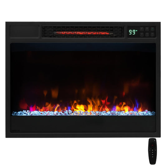 Giantex 23" Infrared Quartz Electric Fireplace Insert, 1500W 5120 BTU Recessed Fireplace Heater w/Remote Control, 6 Flame Colors & 5 Brightness for Home Office