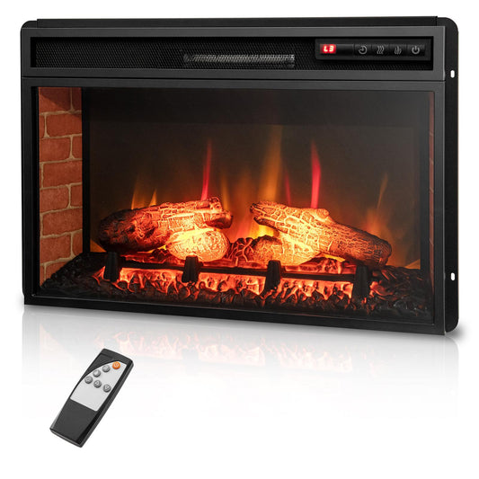Giantex 26" Infrared Quartz Electric Fireplace Insert, 4777 BTU Recessed Freestanding Fireplace Heater w/3-Level Flame Effect & Overheat Protection