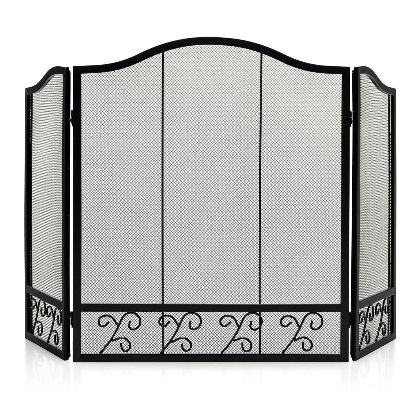 Giantex 50 x 31 Inches 3-Panel Heat-Resistant Metal Mesh Fireplace Screen, Folding Fire Spark Guard, Fireplace Gate Cover, Freestanding Spark Protector for Wood Burning