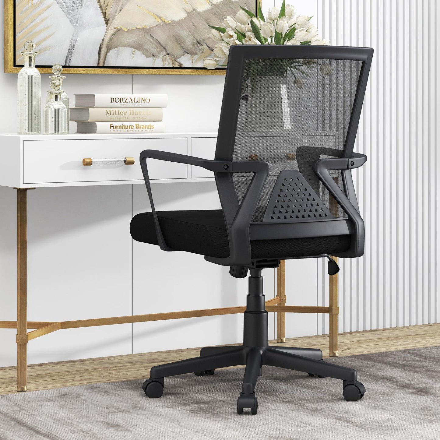 Giantex Computer Home Office Chair, Ergonomic Desk Chair w/Rocking Function, Swivel Mesh Task Chair