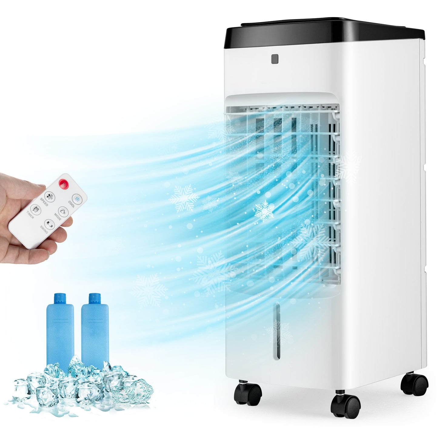 Giantex Evaporative Air Cooler, 3-in-1 Portable Quiet Swamp Cooler Fan & Humidifier w/ 4 Modes