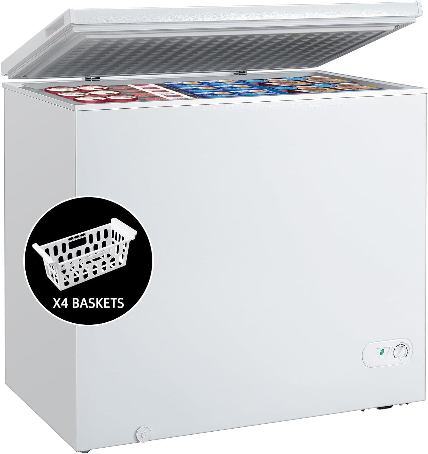 Giantex Chest Freezer, Upright Single Door Refrigerator, Removable Baskets Freezer w/Manual Defrosting, Deep Freezer