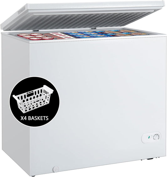 Giantex Chest Freezer, Upright Single Door Refrigerator, Removable Baskets Freezer w/Manual Defrosting, Deep Freezer