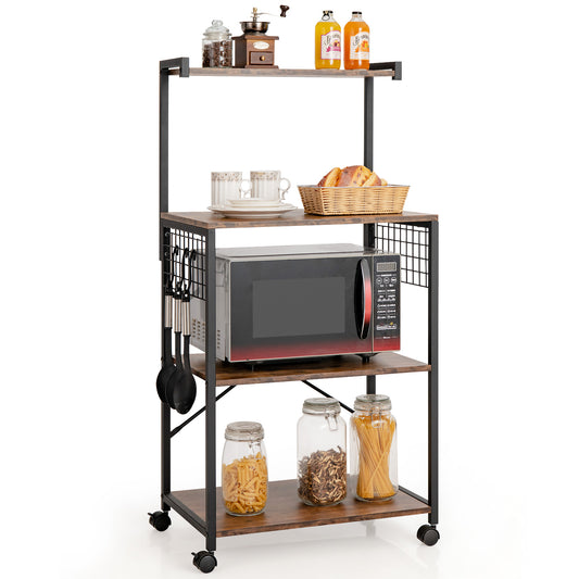 Giantex Industrial Kitchen Baker's Rack, 4-Tier Storage Organizer w/360¡ã Swivel Casters, Movable Microwave Oven Stand