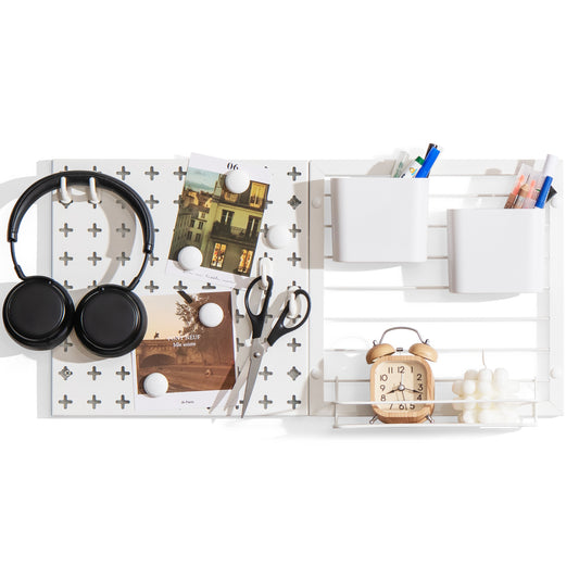 Giantex Peg Board, Metal Pegboard Kit w/2 Pegboard Panels & 12 Accessories, Storage Rack, Wall Organizer w/Magnets & Hooks