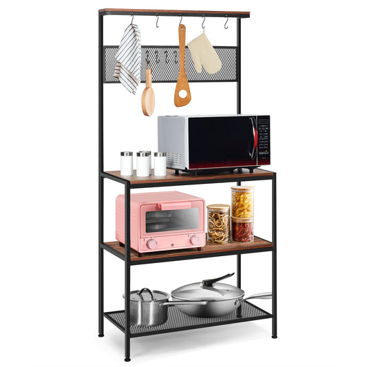 Giantex 4-Tier Kitchen Baker's Rack, Industrial Utility Storage Shelf, Microwave Oven Stand
