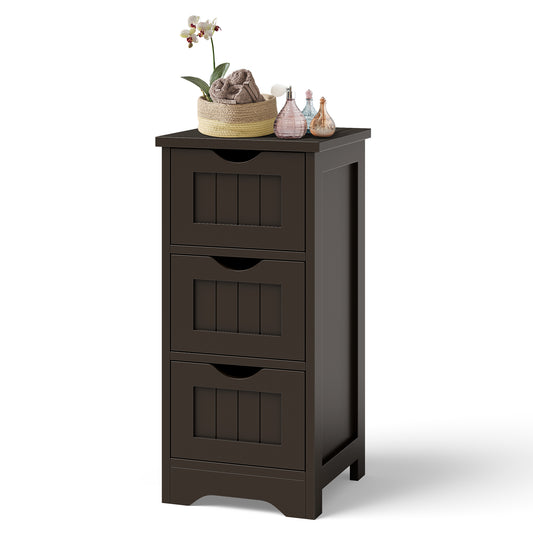 Giantex Bathroom Storage Cabinet, Space-saving Slim Storage Organizer, Freestanding Wooden Narrow Floor Cabinet, Brown