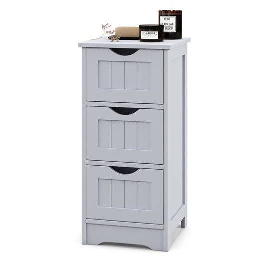 Giantex Bathroom Storage Cabinet, Space-saving Slim Storage Organizer, Freestanding Wooden Narrow Floor Cabinet, Grey