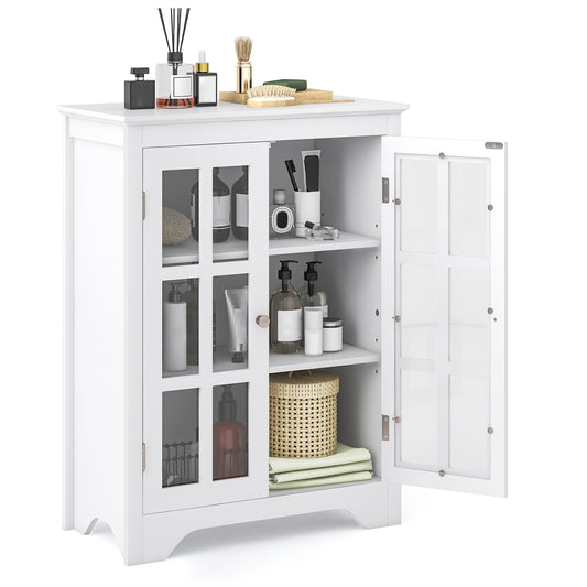 Giantex Freestanding Display Storage Cabinet, Bathroom Modern Storage Floor Organizer, White