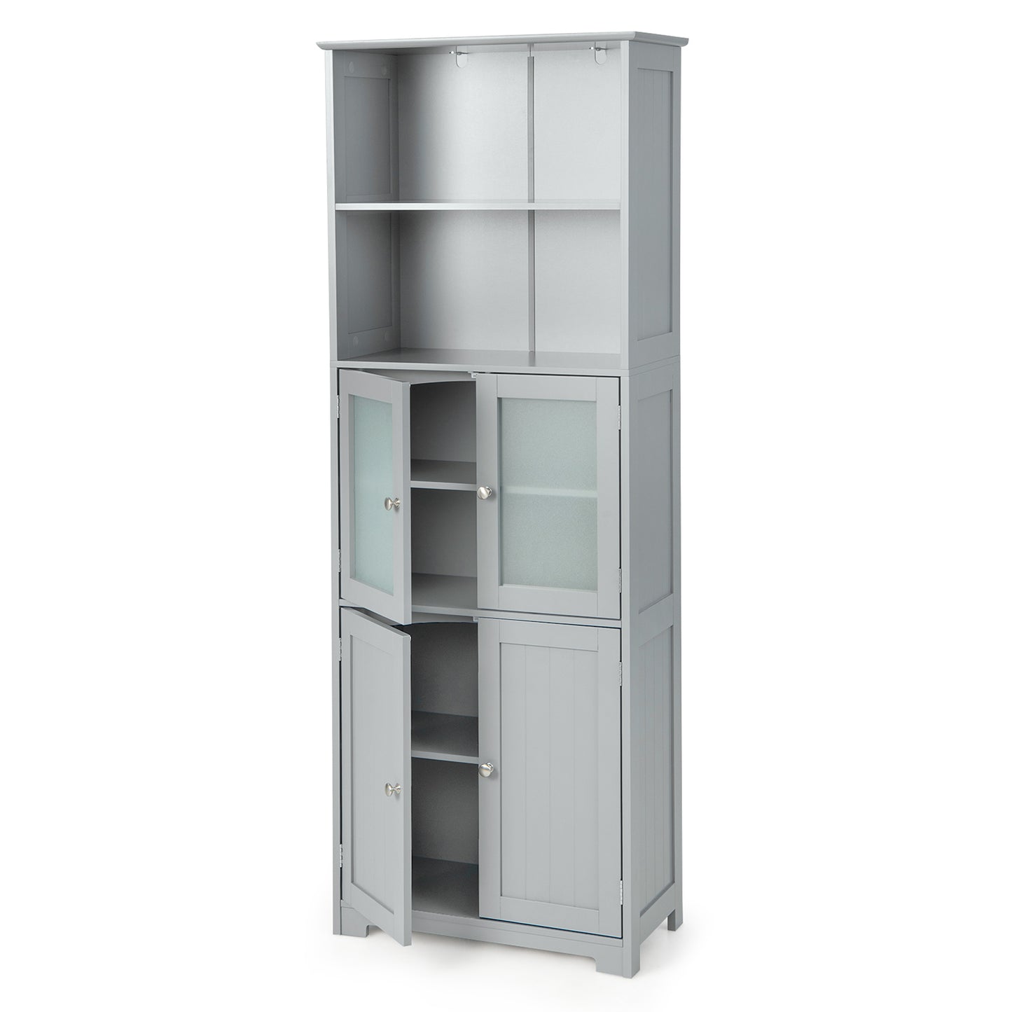 Giantex Tall Bathroom Storage Cabinet, Pantry Cabinet Cupboard, Floor Standing Storage Cabinet for Living Room, Kitchen, Grey