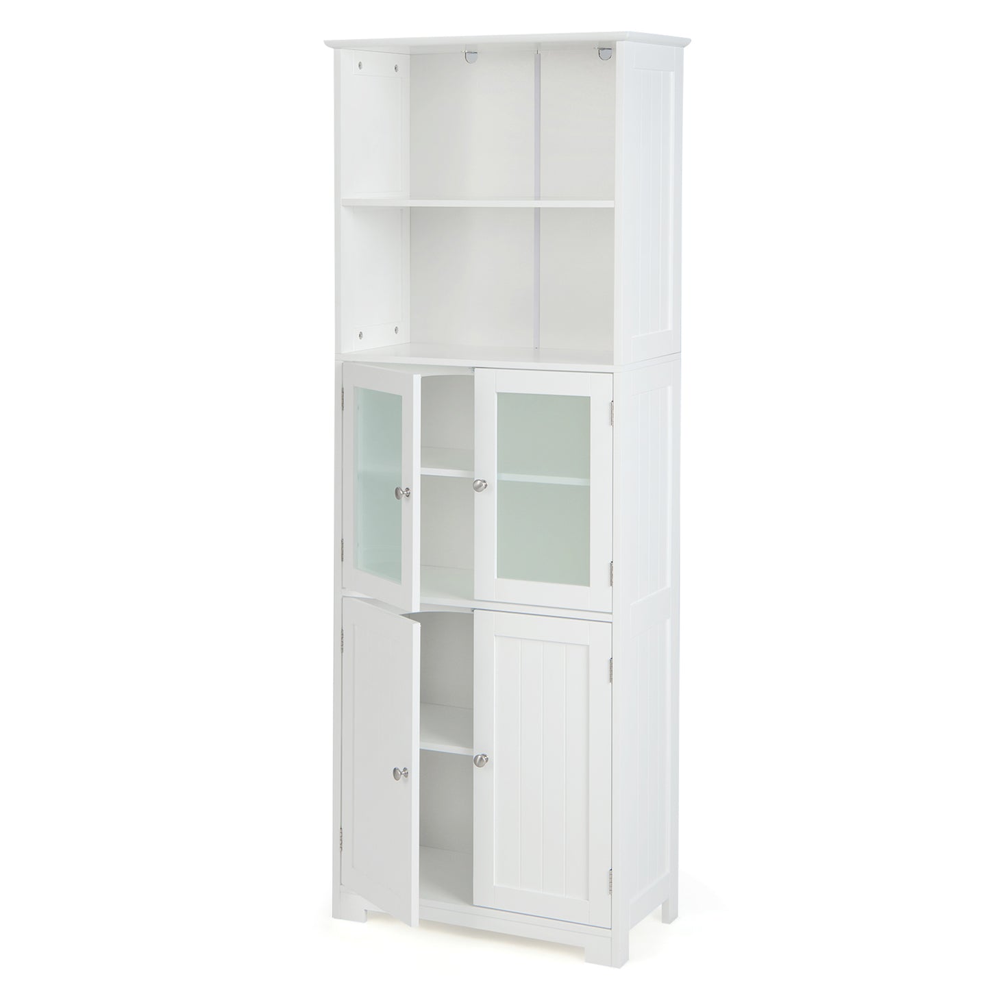 Giantex Tall Bathroom Storage Cabinet, Pantry Cabinet Cupboard, Floor Standing Storage Cabinet for Living Room, Kitchen, White