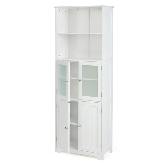 Giantex Tall Bathroom Storage Cabinet, Pantry Cabinet Cupboard, Floor Standing Storage Cabinet for Living Room, Kitchen, White