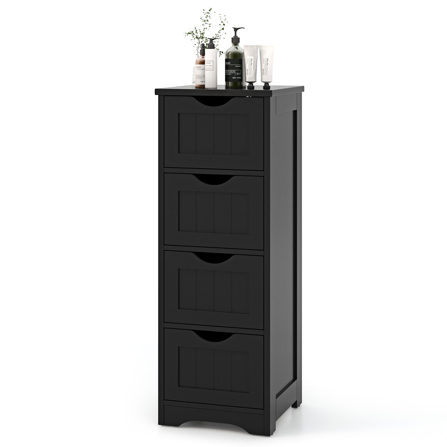 Giantex 4-Drawer Bathroom Storage Cabinet, Floor Cabinet w/Cut-out Handles, Freestanding Side Storage Cabinet for Bedroom