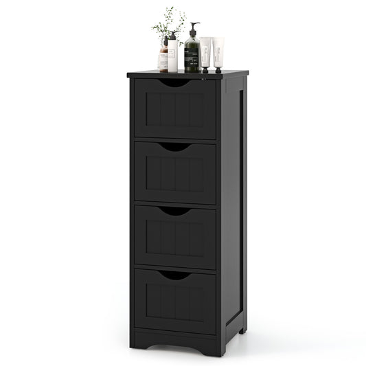 Giantex 4-Drawer Bathroom Storage Cabinet, Floor Cabinet w/Cut-out Handles, Freestanding Side Storage Cabinet for Bedroom
