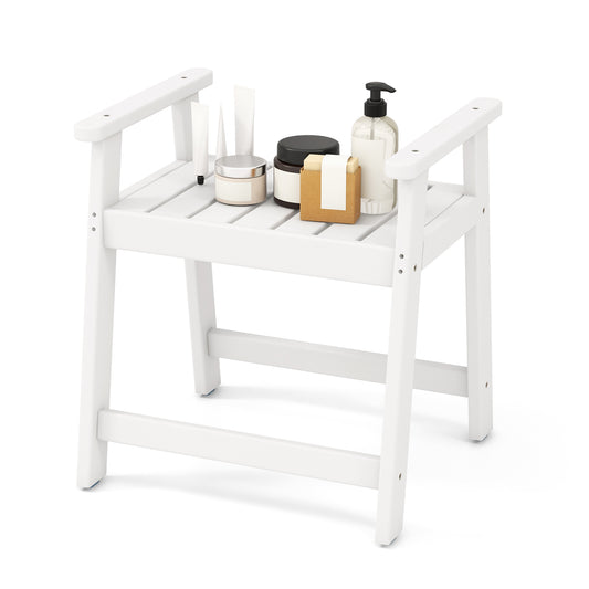 Giantex  Shower Chair Bench, Waterproof HDPE Shower Stool w/Anti-Slip Foot Pads for Bath Spa & Shaving Legs, White