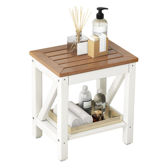 Giantex 2-Tier Shower Bench, Spa Bath Stool, Waterproof Shower Chair w/Non-Slip Foot Pads for Inside Shower