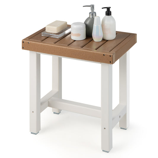 Giantex Waterproof Shower Bench, HDPE Inside Shower Seat for Bath Spa & Shaving Legs, Bathroom Shower Stool w/Anti-slip Foot Pads, Versatile Side Table